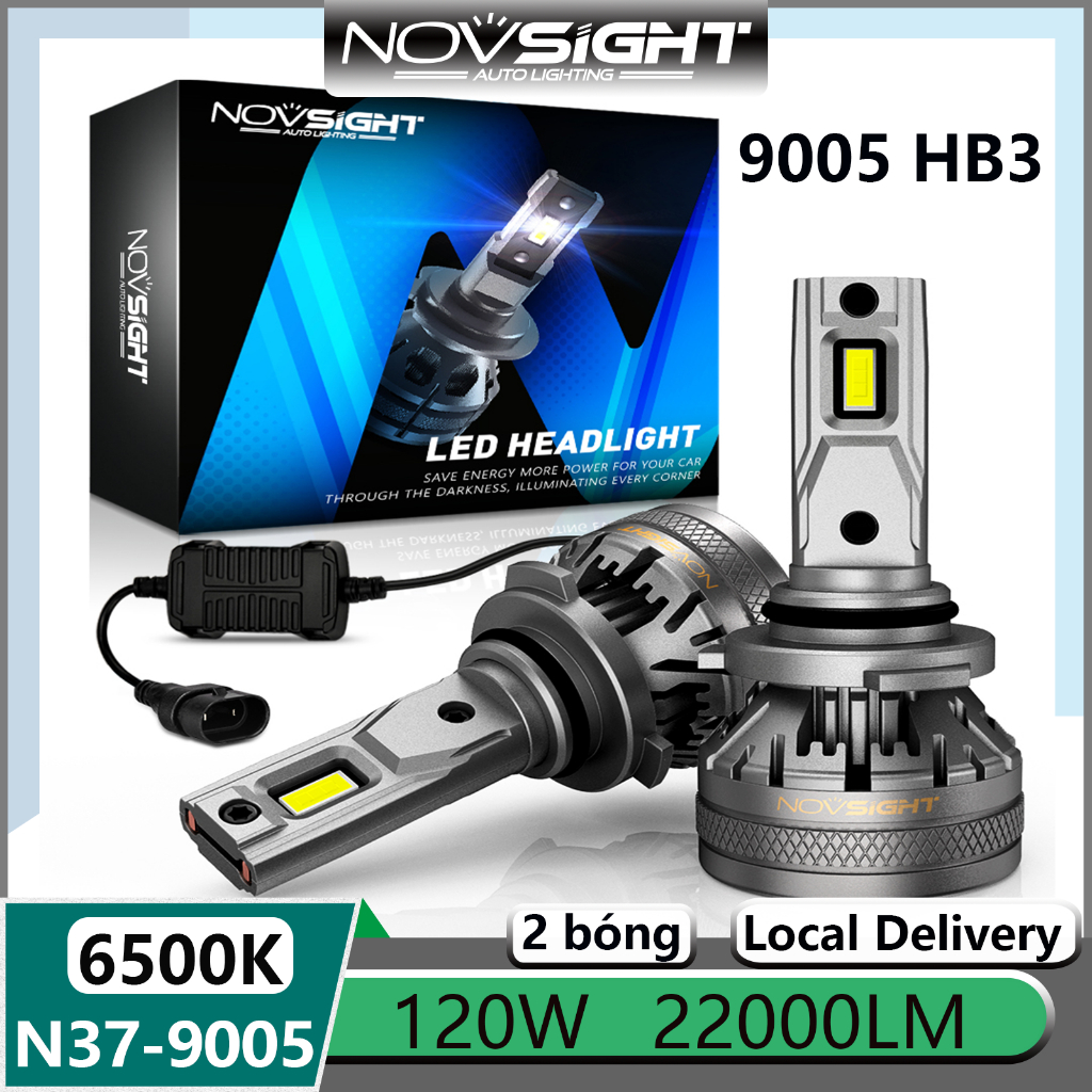 Novsight Đèn Pha led n37 9005 hb3 120w 22000lm 6500k Siêu Sáng 1 Năm Chuyên Dụng Cho Xe Hơi