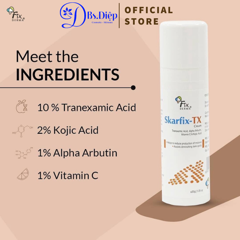 Fixderma Skarfix-Tx Cream 15G - Kem Giảm Thâm, Nám, Tàn Nhang, Đốm Đen