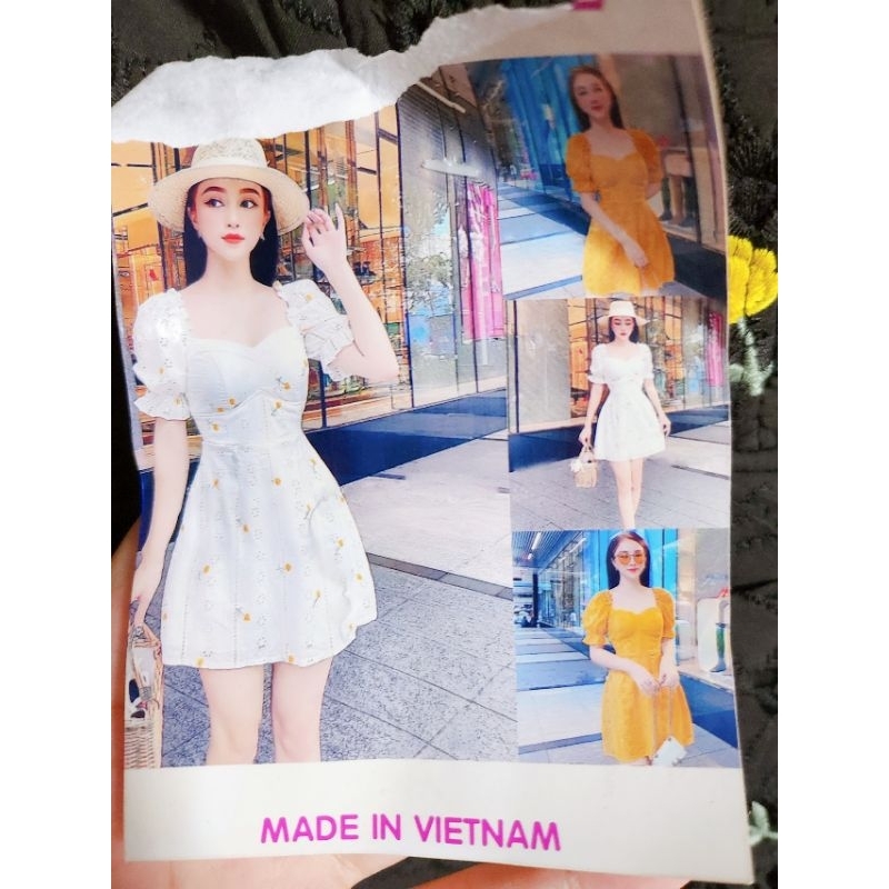 đầm xô thêu hoa cúc