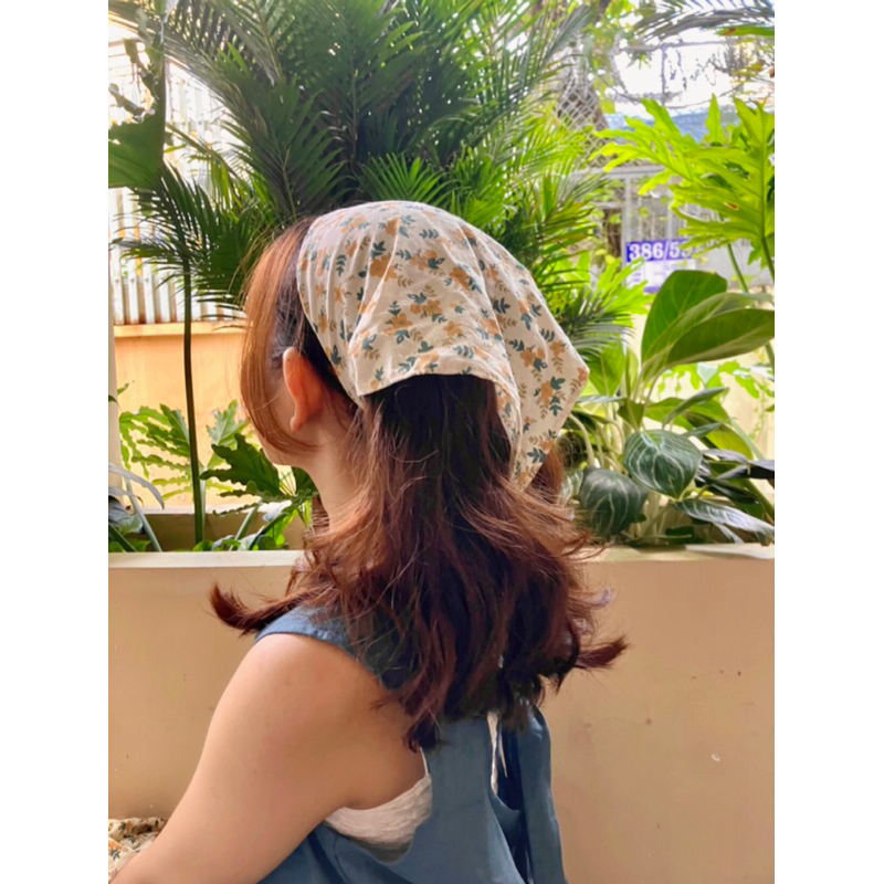 Băng đô "cháy nắng"- khăn vải tam giác cài tóc - Youth Linen