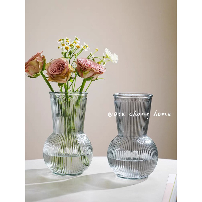 Bình hoa thuỷ tinh decor dáng sọc hồ lô