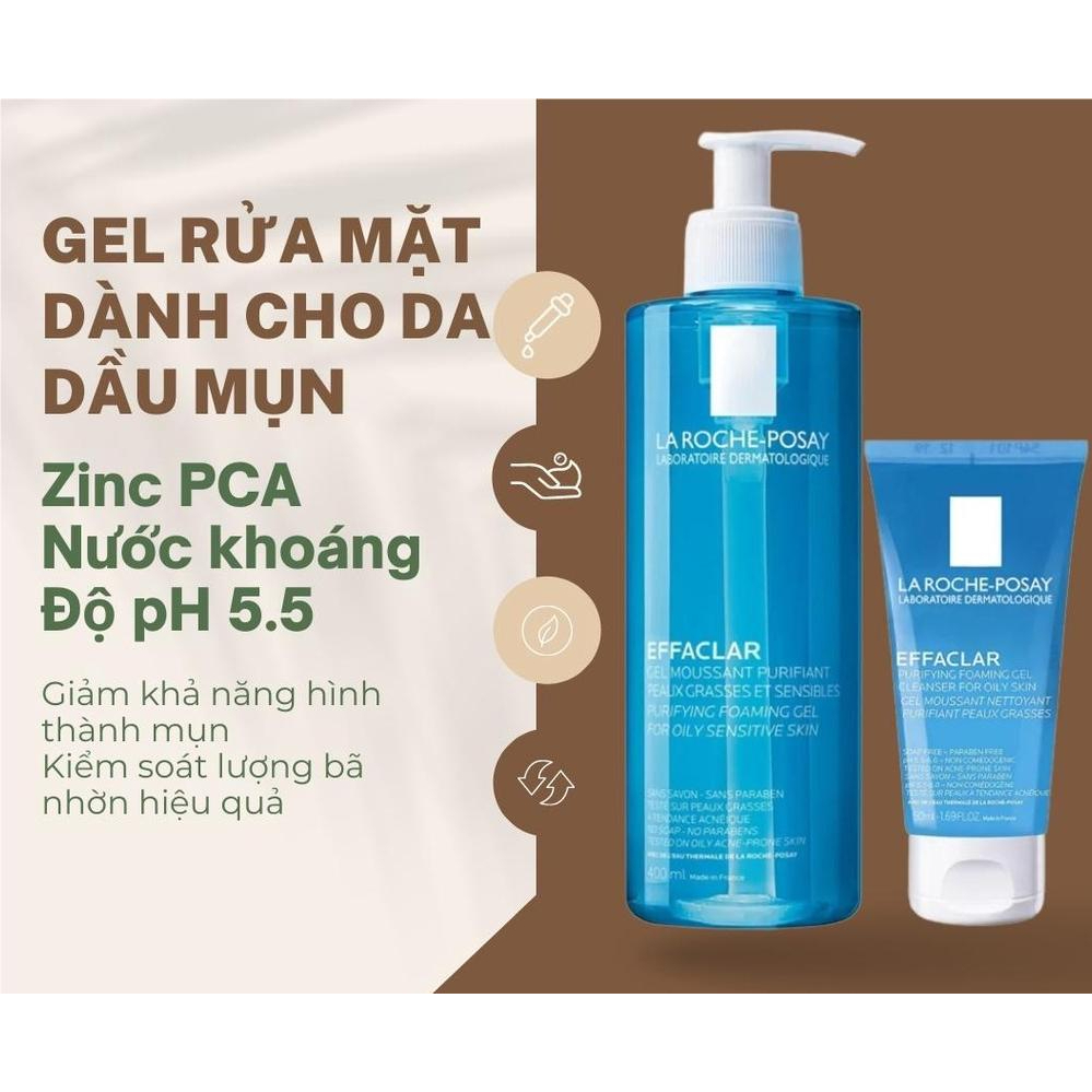 Sữa Rửa Mặt La Roche Posay  200ml Cho Da Dầu Mụn Nhạy Cảm Effaclar Gel 🖍️🖍️