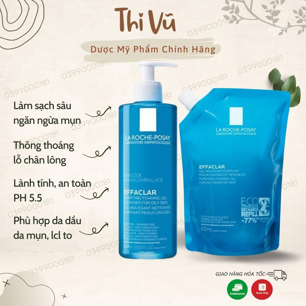 Sữa Rửa Mặt La Roche Posay  200ml Cho Da Dầu Mụn Nhạy Cảm Effaclar Gel 🖍️🖍️