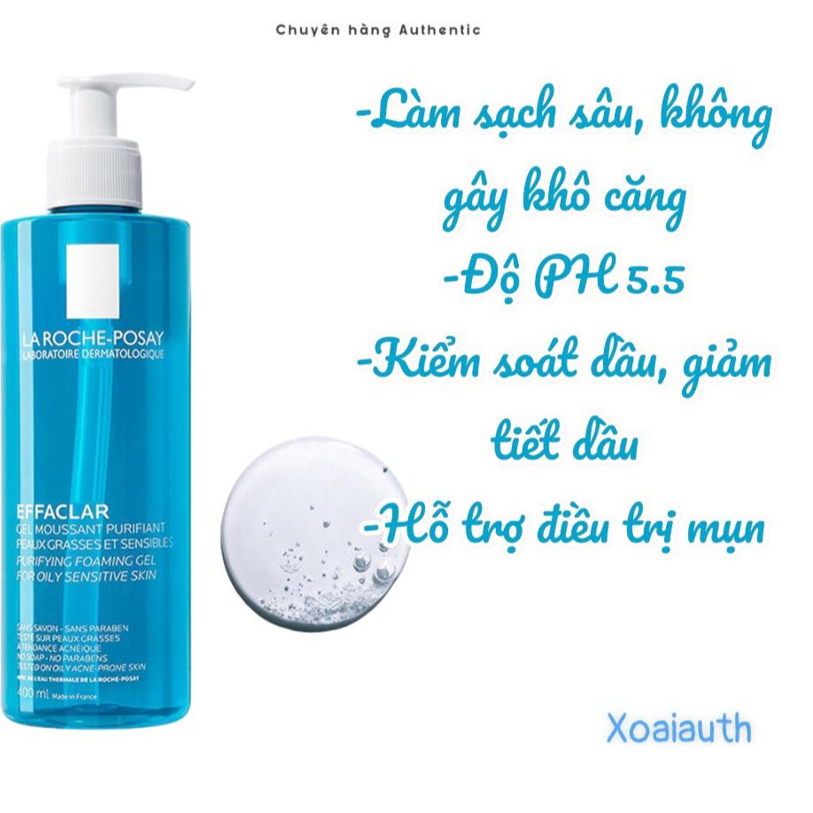 Sữa Rửa Mặt La Roche Posay  200ml Cho Da Dầu Mụn Nhạy Cảm Effaclar Gel 🖍️🖍️