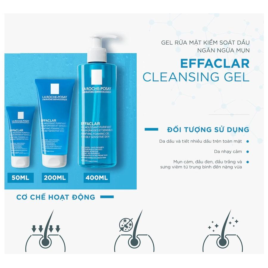 Sữa Rửa Mặt La Roche Posay  200ml Cho Da Dầu Mụn Nhạy Cảm Effaclar Gel 🖍️🖍️