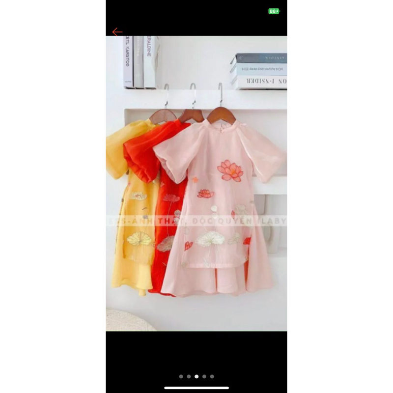 Áo cách tân chất liệu tơ thêu hoa sen size từ 10kg đến 36kg