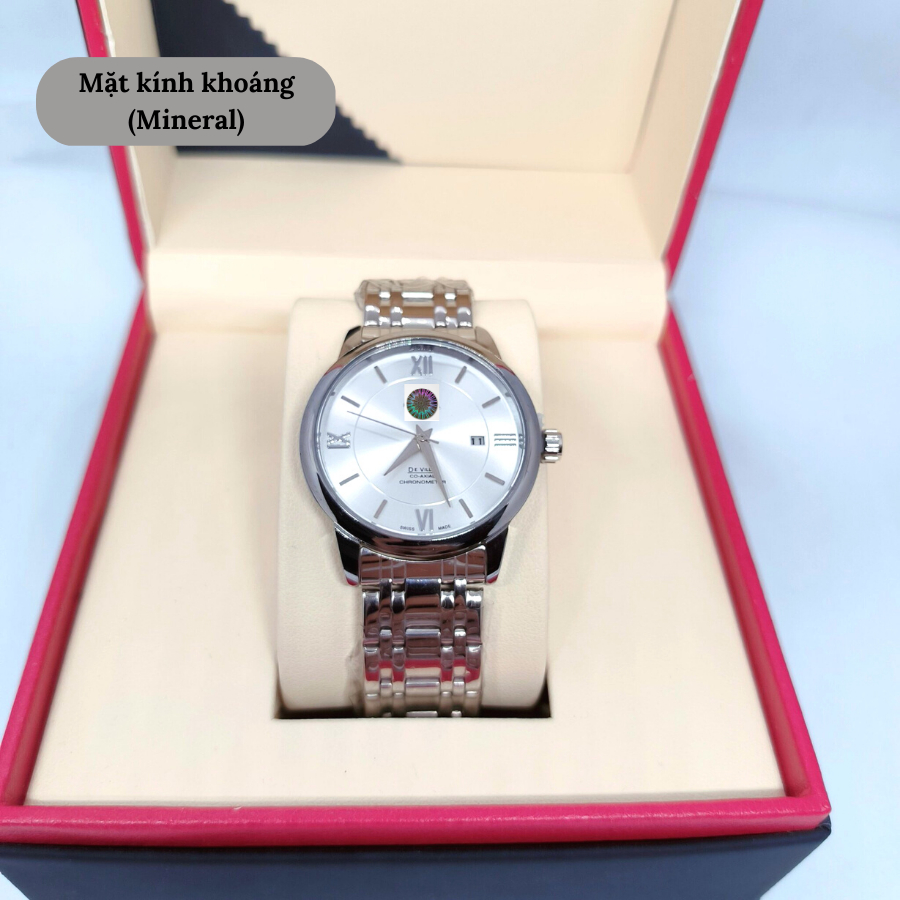 Đồng hồ nam Deville Watch 424.10.37.20.02.001 máy pin, mặt kính Mineral chống xước, chống nước 3 ATM, dây thép đeo tay