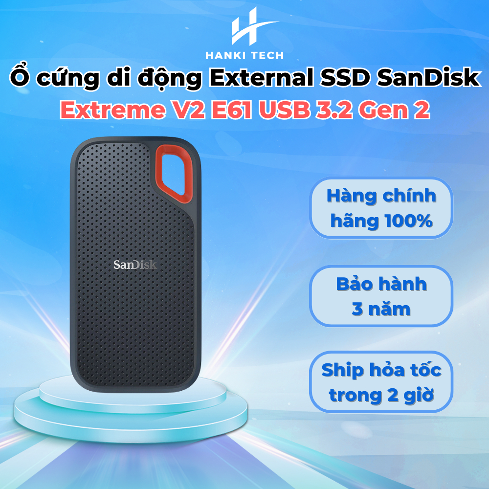 Ổ cứng di động External SSD SanDisk Extreme V2 E61 USB 3.2 Gen 2 | Hanki Tech