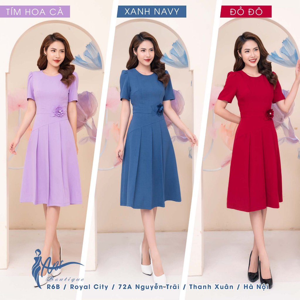 Đầm xòe eo hoa thiết kế cao cấp
