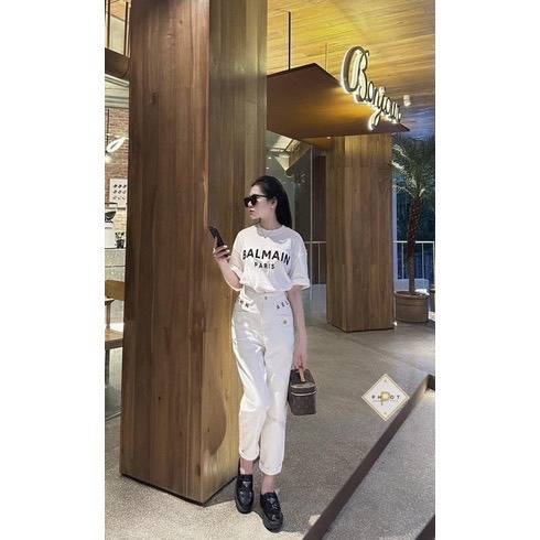 Áo Thun Trắng BALMAIN In Hình Sắc Nét Chất Vải Cotton 100% | BigBuy360 - bigbuy360.vn