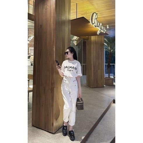 Áo Thun Trắng BALMAIN In Hình Sắc Nét Chất Vải Cotton 100% | BigBuy360 - bigbuy360.vn
