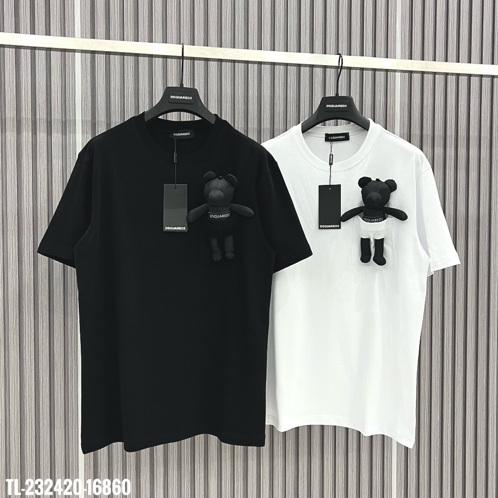 Áo Thun Nam Nữ Túi Ngực Kẹp Gấu Bông Unisex Chất Vải Cotton 100% | BigBuy360 - bigbuy360.vn