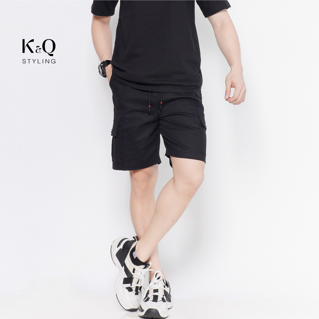 Quần short túi hộp kaki co giãn  KQSTYLING đen form ngắn trên đầu gối