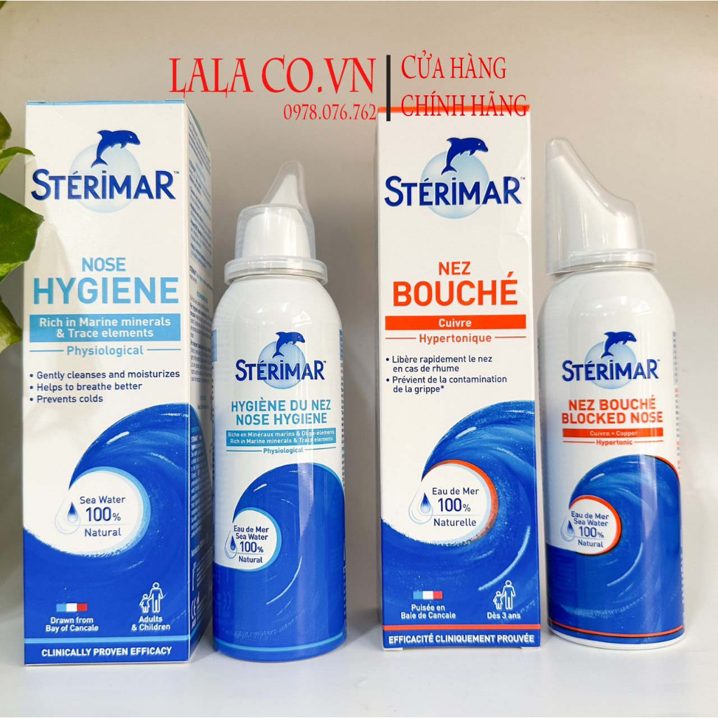 Xịt mũi muối biển cá heo vàng và cam Sterimar 100ml - Hàng Pháp, giúp vệ sinh mũi bé