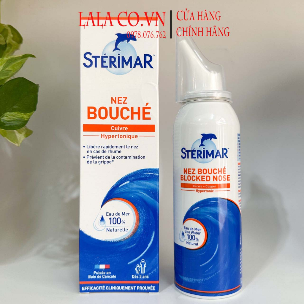 Xịt mũi muối biển cá heo vàng và cam Sterimar 100ml - Hàng Pháp, giúp vệ sinh mũi bé
