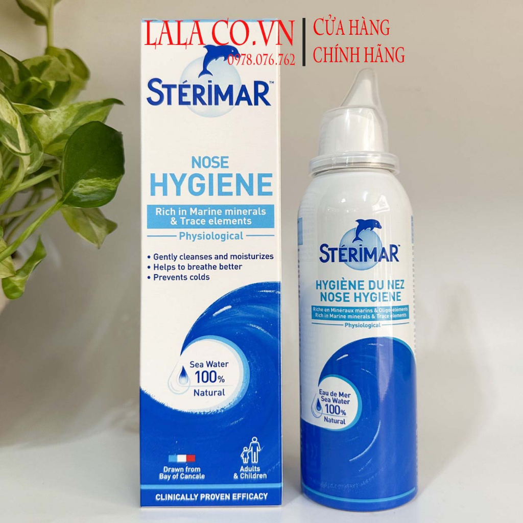 Xịt mũi muối biển cá heo vàng và cam Sterimar 100ml - Hàng Pháp, giúp vệ sinh mũi bé