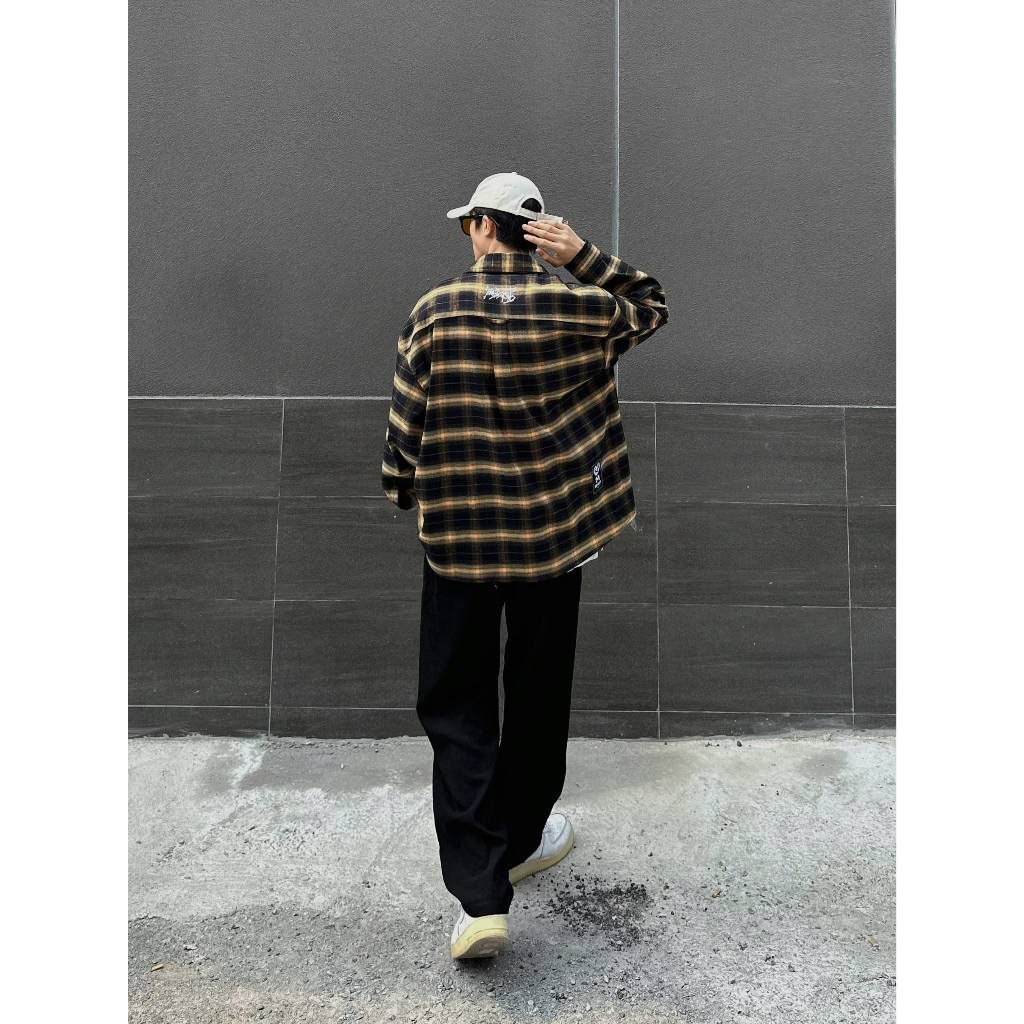 Áo Sơ Mi Nam Bad Habits OLD SKOOL FLANNEL YELLOW - Local Brand Chính Hãng