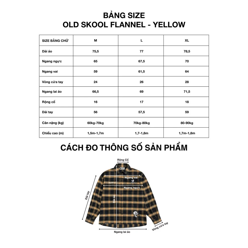 Áo Sơ Mi Nam Bad Habits OLD SKOOL FLANNEL YELLOW - Local Brand Chính Hãng