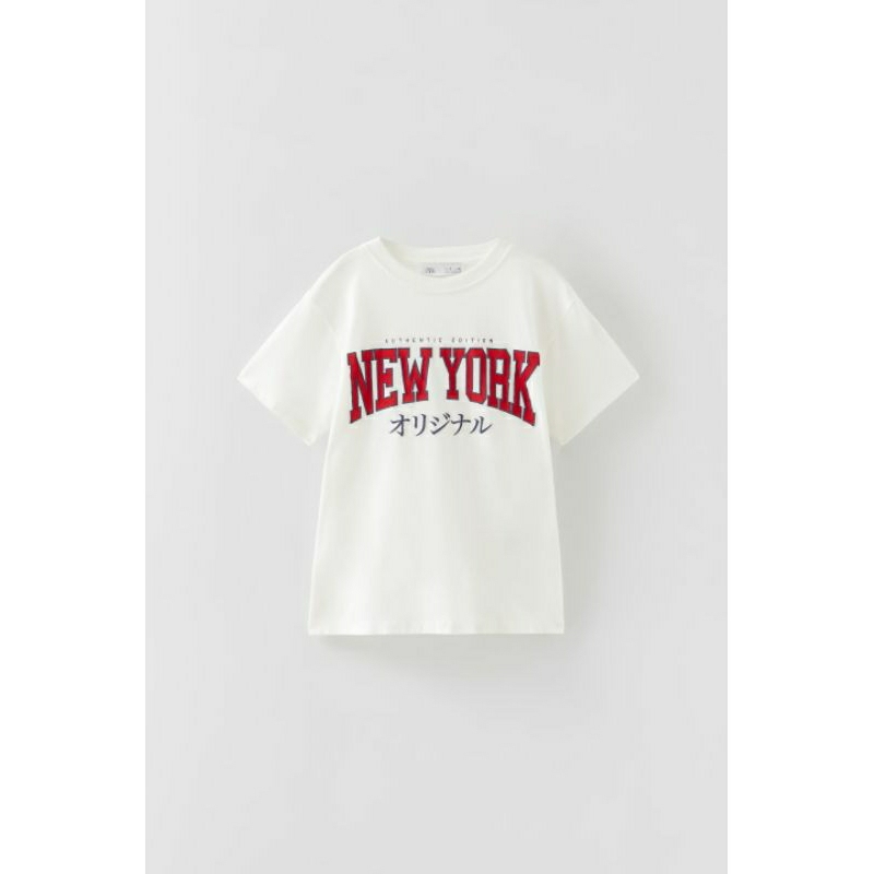ZARA AUTHENTIC ( Có ảnh thật ) Áo thun in chữ Zara màu trắng size 11-12