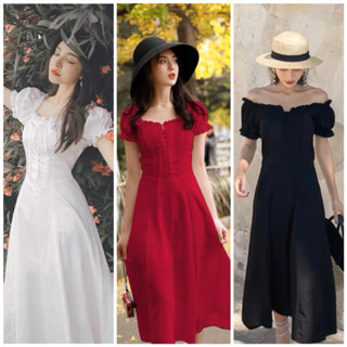 Đầm váy đi tiệc cổ bèo đan dây trước 3 màu (kèm hình thật)