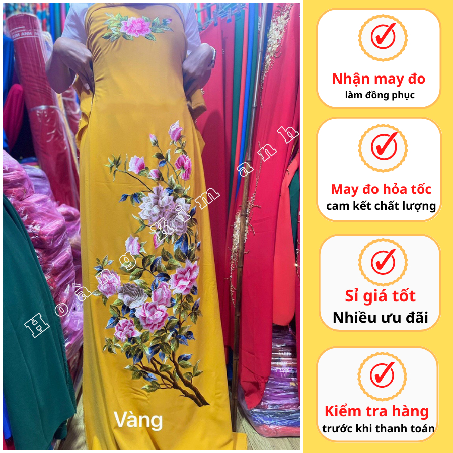 VẢI MAY ÁO DÀI VẢI LỤA MANGO THÊU LẮC TAY THU CÔNG HỌA TIẾT CHIM VÀ HOA ĐỘC LẠ, HÀNG THIẾT KẾ CAO CẤ