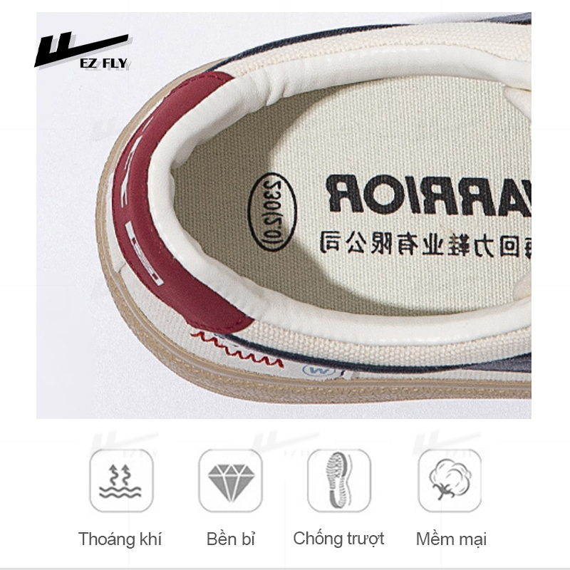 Giày thể thao nữ đế bằng thời trang WARRIOR-08 đế PVC chống trơn trượt , Giày sneaker nữ độn đế vintage WAR08