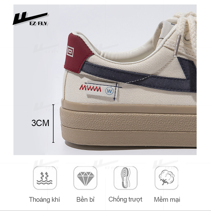 Giày thể thao nữ đế bằng thời trang WARRIOR-08 đế PVC chống trơn trượt , Giày sneaker nữ độn đế vintage WAR08