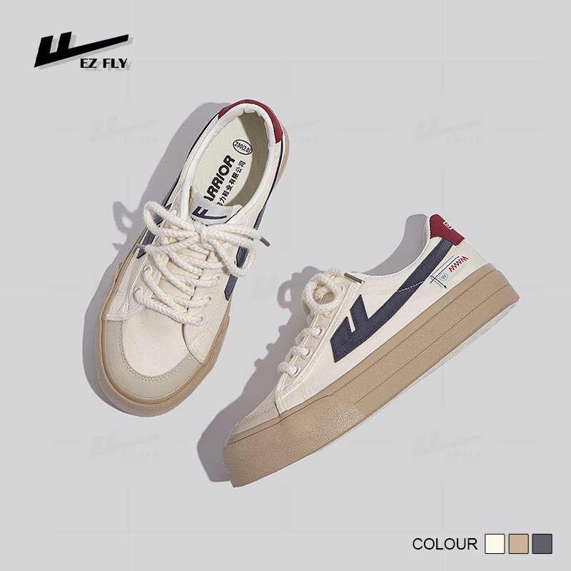 Giày thể thao nữ đế bằng thời trang WARRIOR-08 đế PVC chống trơn trượt , Giày sneaker nữ độn đế vintage WAR08