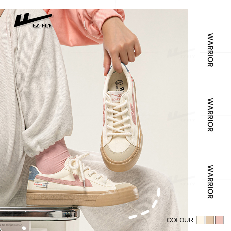 Giày thể thao nữ đế bằng thời trang WARRIOR-08 đế PVC chống trơn trượt , Giày sneaker nữ độn đế vintage WAR08