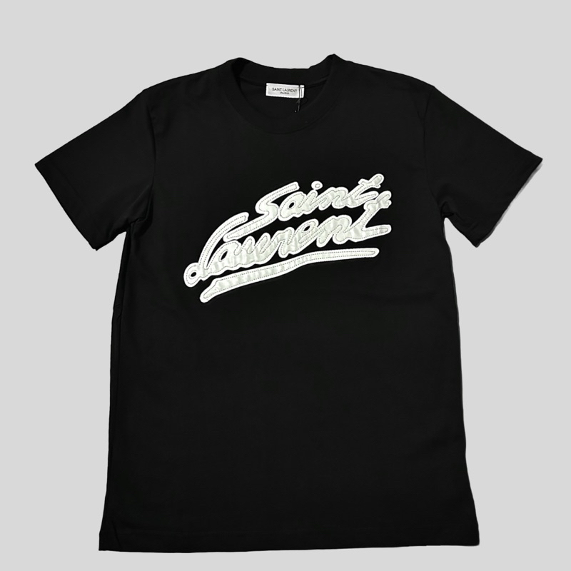 Áo thun Saint Laurent Big Logo khâu da mới nhất Áo thun Saint Laurent nam nữ mới nhấy