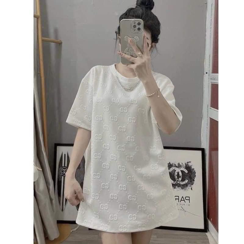 Áo Phông Cotton Khô Gấu in Phồng Có Dây Khuyên Ngực Chất Xốp M02-