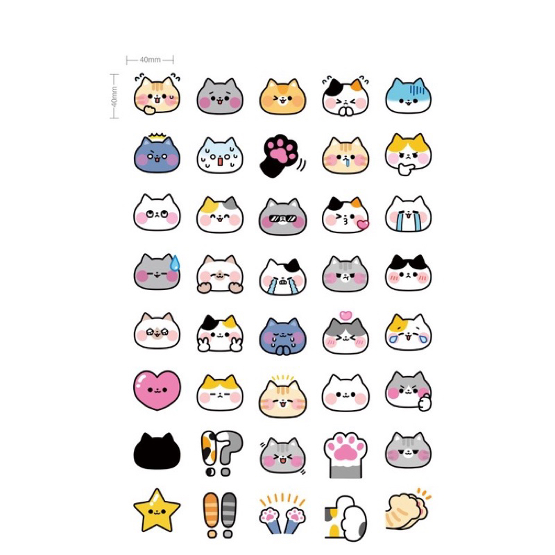 Sticker 45 Tấm Hình Mèo Dễ Thương