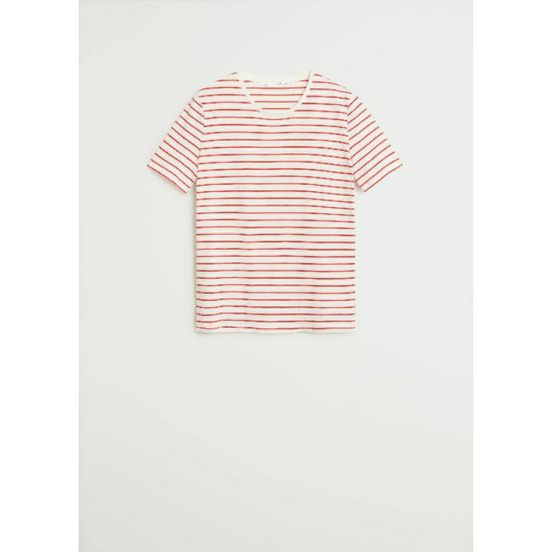 MANGO AUTHENTIC ( Có ảnh thật ) Áo thun cổ tròn sọc đỏ MANGO size XS