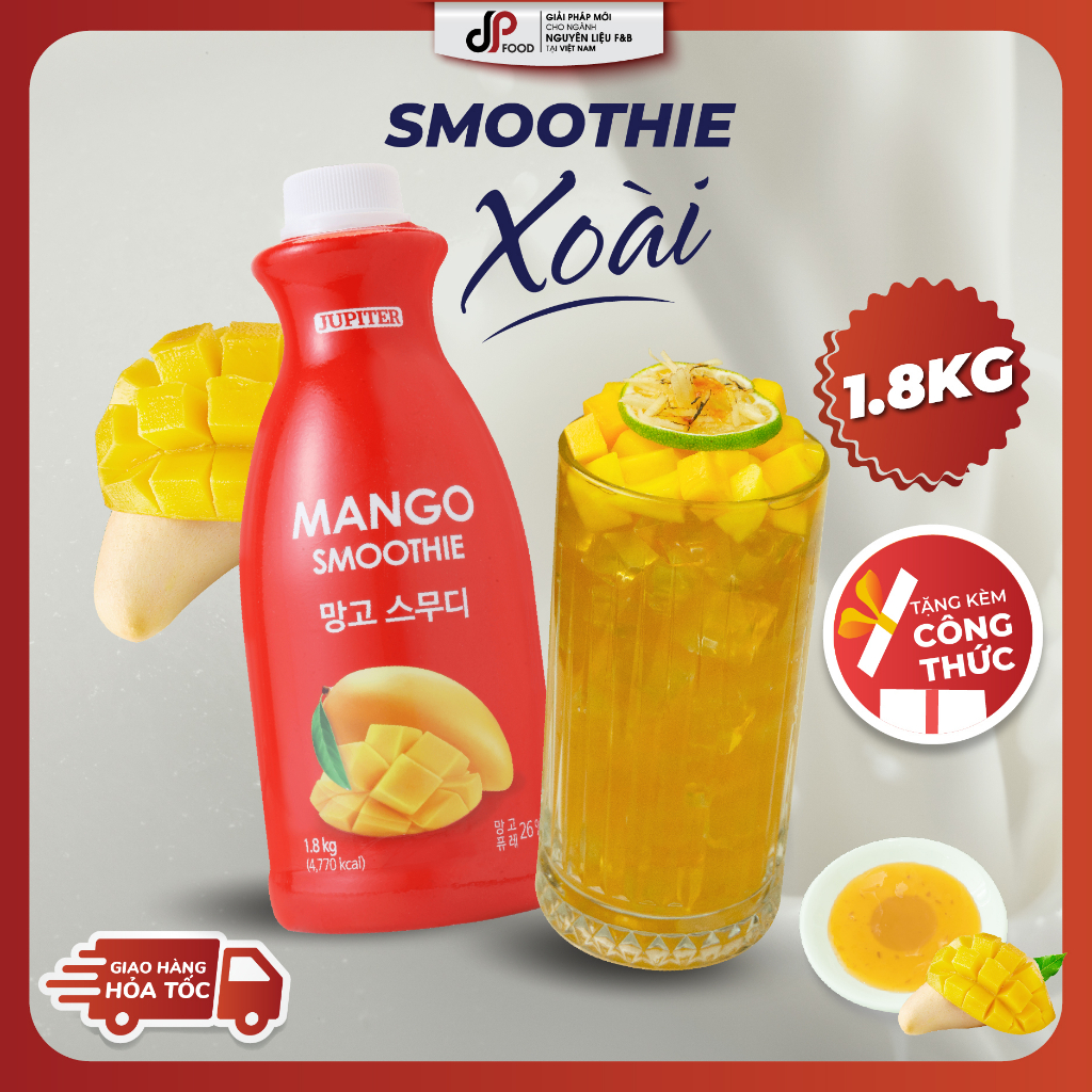 Smoothie Xoài Mango làm trà trái cây, đá xay, soda thay thế Sinh tố Syrup Siro Puree - JUPITER