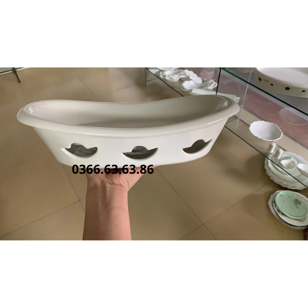 Đĩa sứ hâm nóng thức ăn bằng nến, chất liệu sứ trắng cao cấp, kích thước 35cm, 40cm, 45cm