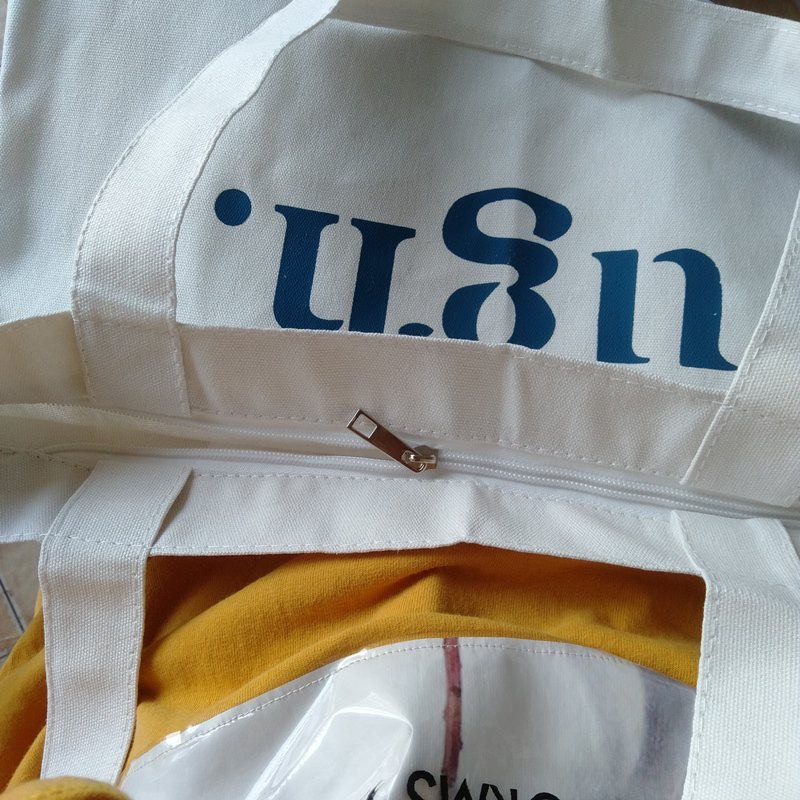 Túi tote vải canvas phong cách Hàn quốc, có khóa miệng, ngăn phụ bên trong tiện lợi thời trang ulzzang - Nicehat