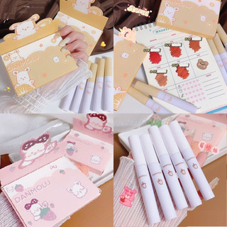 Set 5 son kem lì gấu thỏ hồng - vàng danmolu mùi thơm mịn mượt bám môi