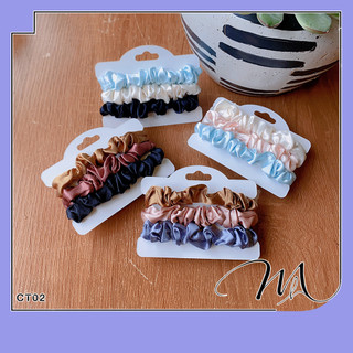 Set 3 chiếc Srunchies chun cột tóc lụa satin nhỏ phụ kiện tóc đơn giản - Măng's House CT02