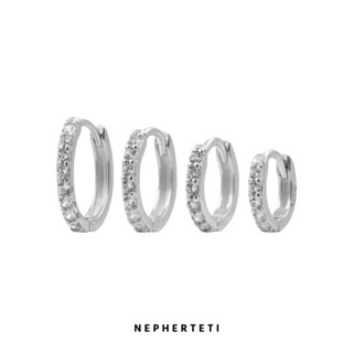 Khuyên tai bạc 925 khoen tròn đá cơ bản nam nữ (giá 1 chiếc) - Nepherteti