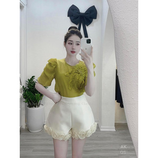 Sơmi vai hoa tiểu thư nhẹ nhàng TH