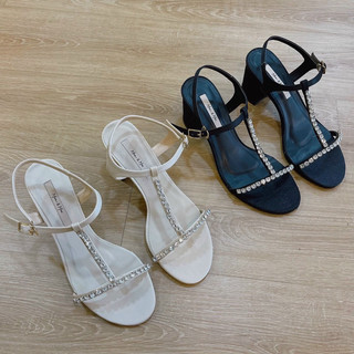 Sandal gót vuông đính đá cao 5p