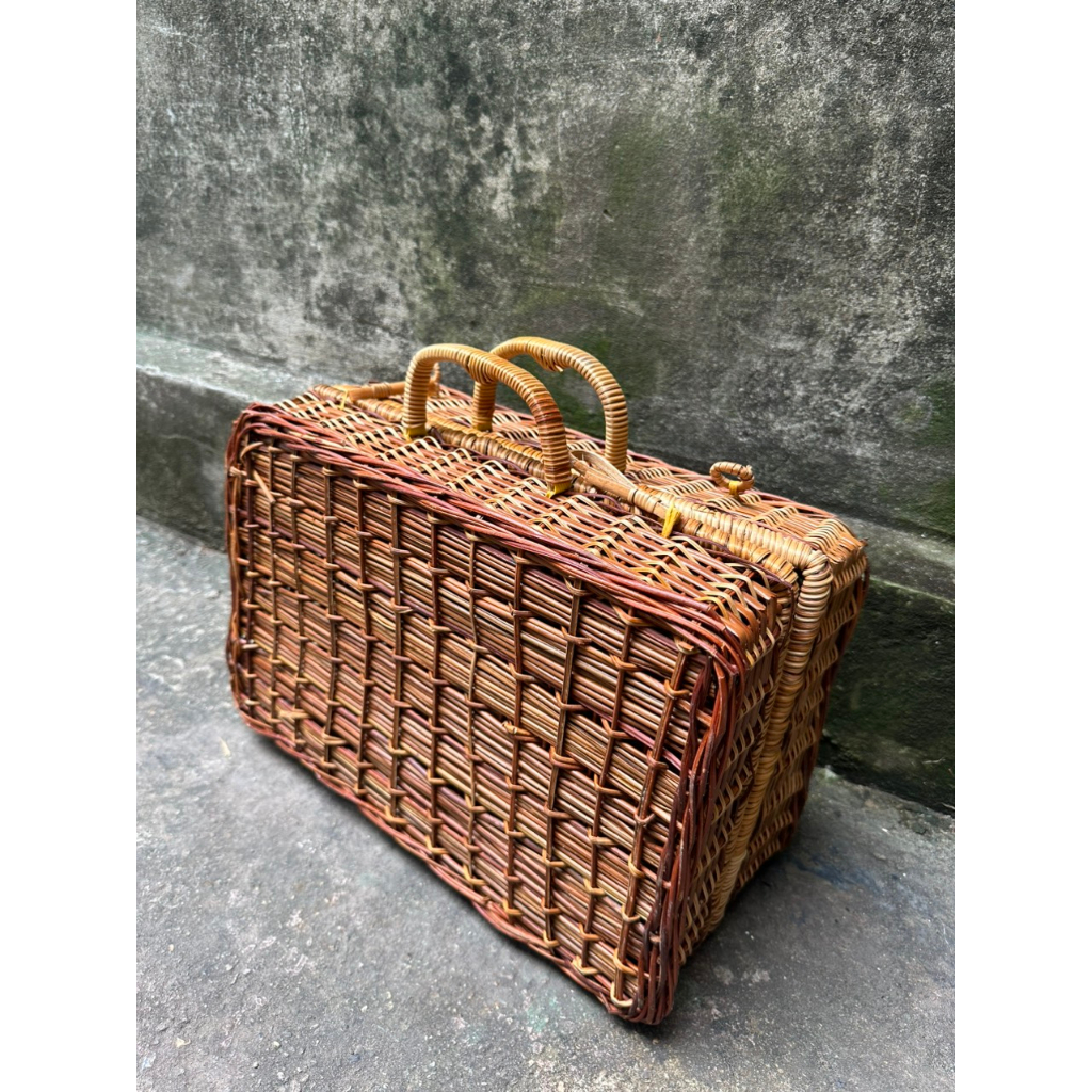 Hộp đựng đồ trang trí Vali Đan Bằng Mây Tre, Đựng Đồ Trang Điểm Phong Cách Vintage