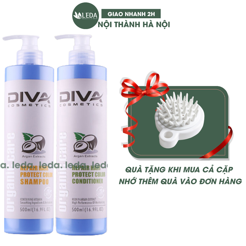 Dầu gội Diva giữ màu phục hồi hư tổn cho tóc nhuộm,uốn ép 750ml LEDA