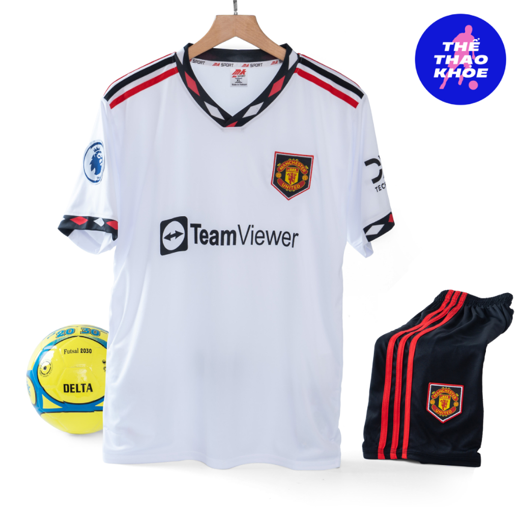 Quần Áo Bóng Đá, Đồ Đá Banh CLB MU Manchester Trắng 2023 - Thun Lạnh Cao Cấp, Không Nhăn, Không Xù Lông - Đủ Size