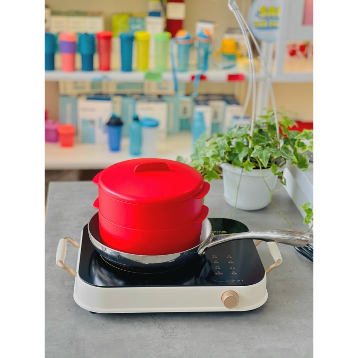 Xửng hấp Tupperware Steam It đỏ hấp rau củ thịt cá tiện lợi siêu nhanh - Hàng chính hãng