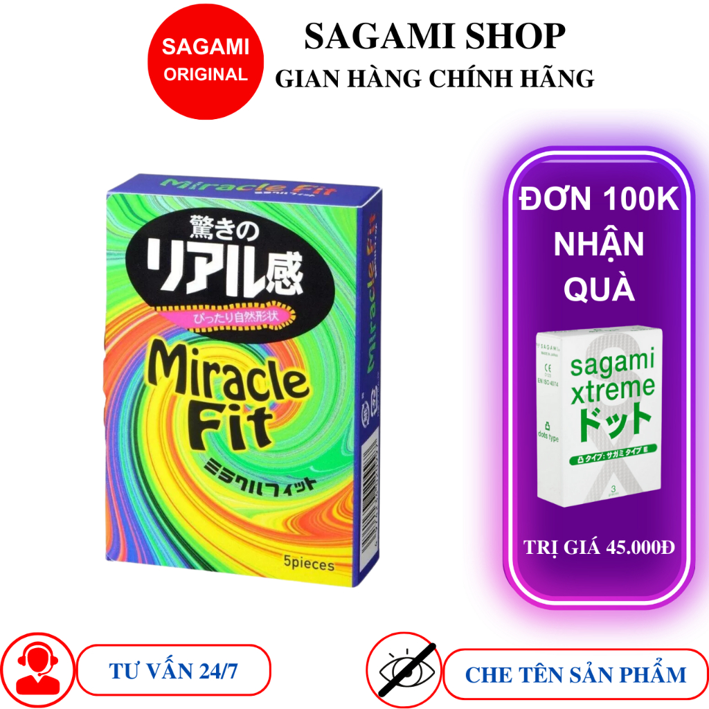 Bao cao su Sagami Miracle fit Thiết kế 3D ôm khít Hộp 5 chiếc