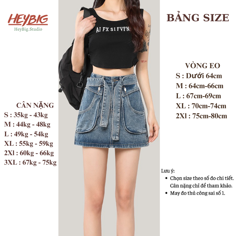 Chân Váy Jean Y2K Chữ A CẠP CAO Dáng Ngắn HeyBig, quần short bò jeans ngắn 2 túi TẶNG KÈM ĐAI T15 Zip Tôn Dáng | BigBuy360 - bigbuy360.vn