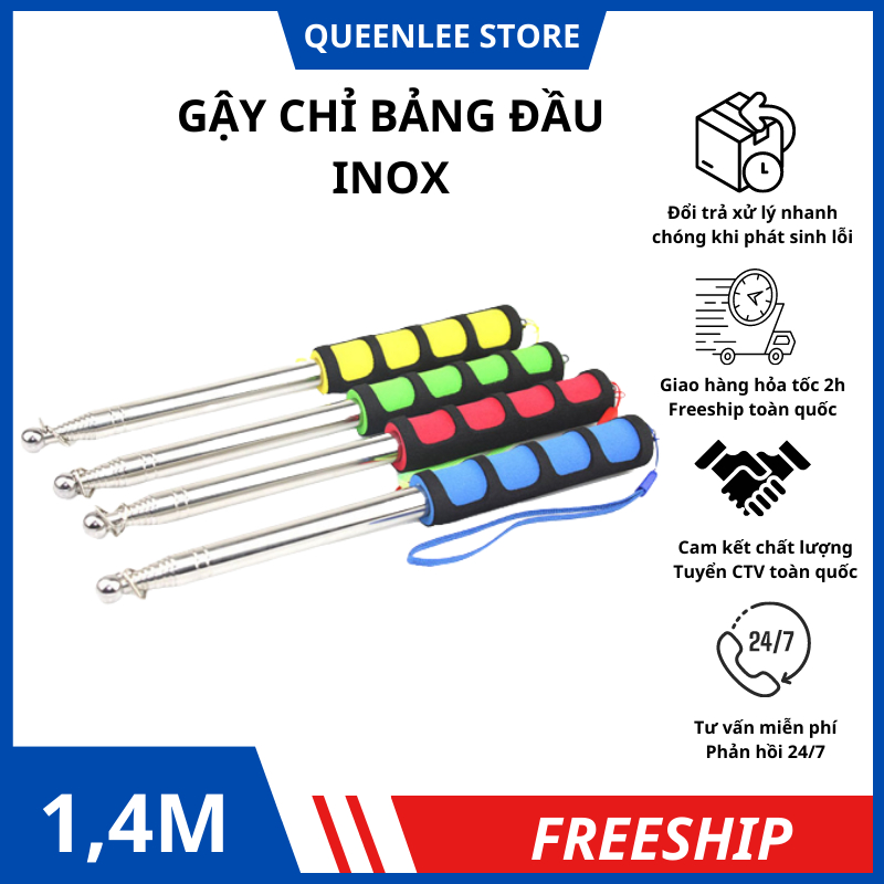 Que Rút 1,4M Treo Cờ Dẫn Đoàn, Que Chỉ Bảng Có Tay Cầm Chắc Chắn