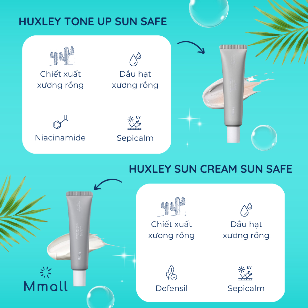 Kem chống nắng nâng tone Huxley Sun Cream SPF50+ PA+++ cho da dầu mụn và da khô | Mmall_vn