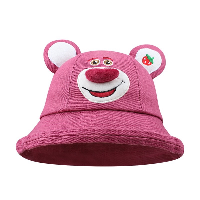Nón Tai Bèo Che Nắng Họa Tiết Gấu Và Dâu Tây Dễ Thương Cho Nữ Sinh